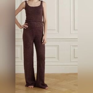 SKIMS Garnet Cozy Knit Boucle Wide Leg Lounge Pants Dark Brown Size L/XL